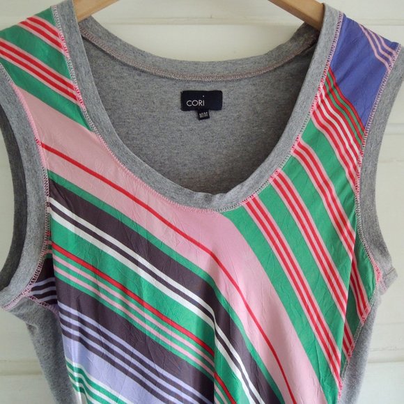 Cori Pink & Green Candy Stripe Dress M - Picture 4 of 12